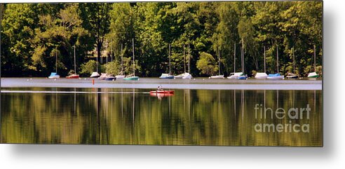 Lake Metal Print featuring the photograph Kayaking on Quanapowitt by Lennie Malvone
