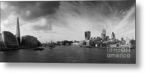 Black And White Metal Print featuring the photograph London City Panorama by Pixel Chimp