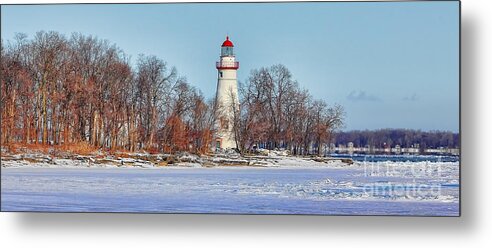 Marblehead Lighthouse Metal Print featuring the photograph Marblehead Lighthouse in Winter by Jack Schultz