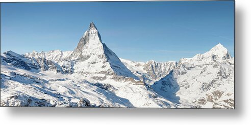 Scenics Metal Print featuring the photograph Matterhorn Panorama by Georgeclerk