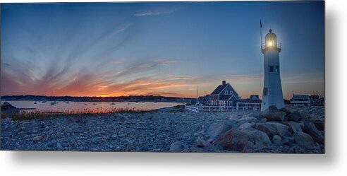 Scituate Lighthouse Metal Print featuring the photograph Sunset at Scituate light by Jeff Folger