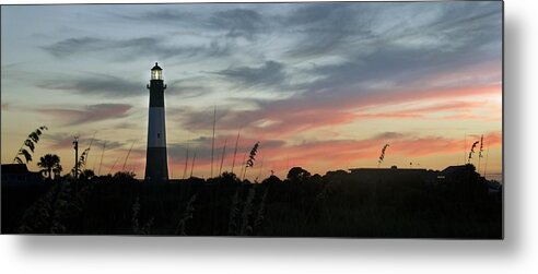 Lighthouse Metal Print featuring the photograph Tybee Island Sunset Silhouette by Robert Stephens