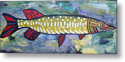 Fish Metal Print featuring the painting Wally by Krista Ouellette