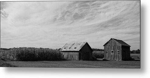 Barns Metal Print featuring the photograph Zink Rd Farm 2 in Black and White by Daniel Thompson