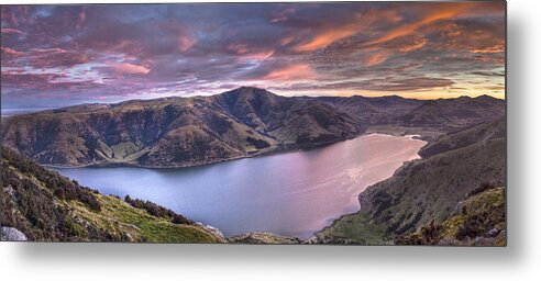 00441964 Metal Print featuring the photograph Lake Forsyth At Dawn Canterbury New by Colin Monteath
