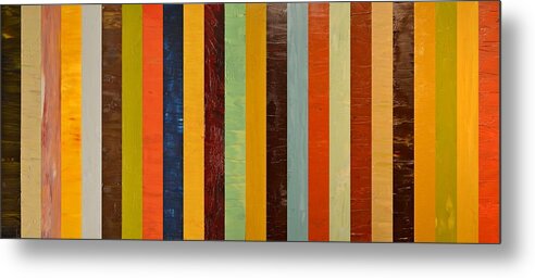 Abstract Metal Print featuring the painting Panel Abstract lll by Michelle Calkins