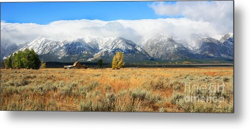 Tetons Metal Print featuring the photograph Snow Clouds Over The Tetons by Clare VanderVeen
