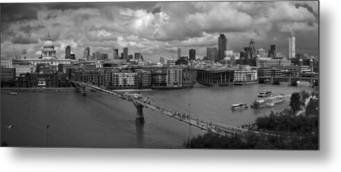 St Paul's Metal Print featuring the photograph St Paul's and the City panorama BW by Gary Eason