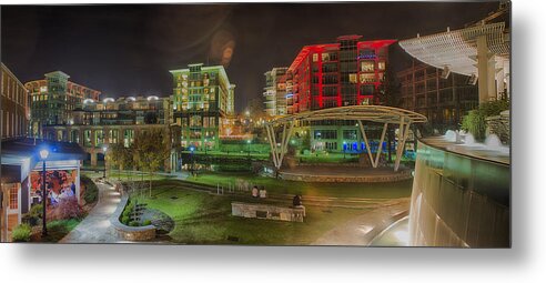 South Metal Print featuring the photograph Greenville South Carolina near Falls Park River Walk at nigth. #7 by Alex Grichenko