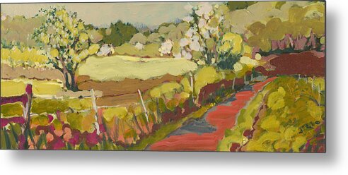 Landscape Metal Print featuring the painting A Bend in the Road by Jennifer Lommers