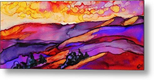 Alcohol Ink Metal Print featuring the painting All Aglow - A 203 by Catherine Van Der Woerd