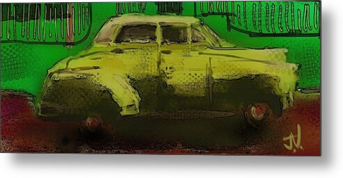 Car Metal Print featuring the painting Banana Yellow by Jim Vance