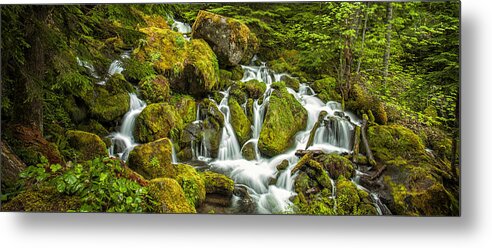 Waterfall Metal Print featuring the photograph Cascadiing Water Panorama by Andrew Soundarajan