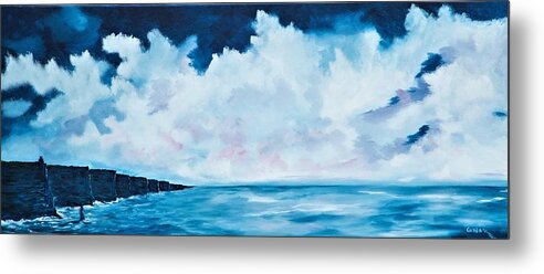 Ireland Metal Print featuring the painting Cloudy skies over the Cliffs of Moher by Conor Murphy