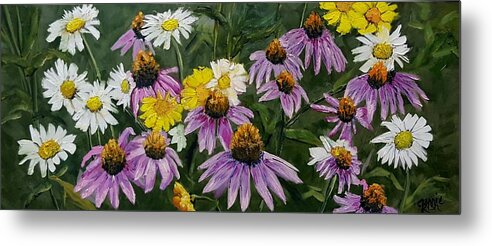 Cone Flowers Metal Print featuring the painting Garden Flowers by Connie Rish