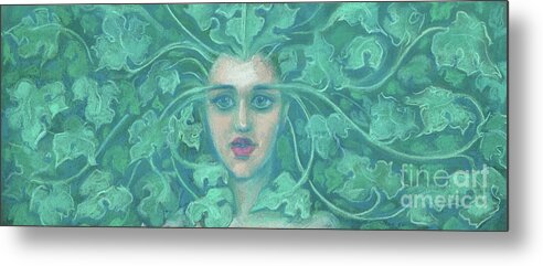 Celtic Metal Print featuring the painting Green Lady / Forest Queen by Julia Khoroshikh