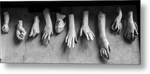 Black And White Metal Print featuring the photograph Hand Model by Barry Wills