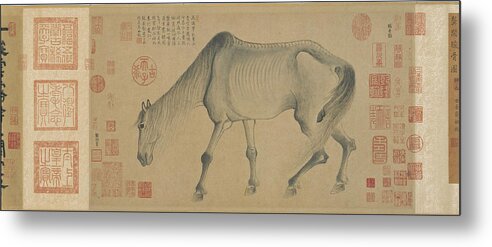 Gong Kai Metal Print featuring the drawing Jun Gu a Noble Horse by Gong Kai
