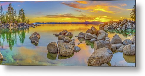 California Metal Print featuring the photograph Lake Tahoe Spring Sunset Panoramic by Scott McGuire