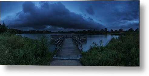 #beautiful #cloud #clouds #dangerous #dock #flooding #hail #heavy Rain #hifromsd #lake #lake Alvin #last Minute #lightning #panorama #rain #roll Cloud #run #scary #severe #sky #south Dakota #storm #sunset #take Shelter #thunder #thunderstorm #usa #water #weather #wide Angle Metal Print featuring the photograph Last Minute by Aaron J Groen