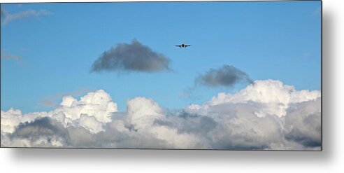 Plane: Preparing To Land Metal Print featuring the photograph Plane up in the clouds by Ann O Connell