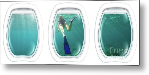 Underwater Metal Print featuring the photograph Porthole windows on coral reef by Benny Marty