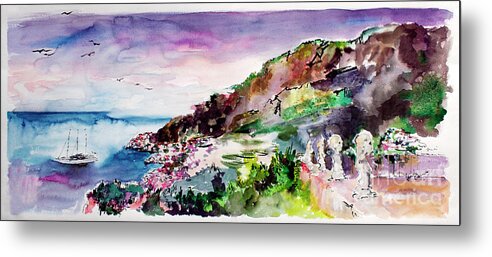 Italy Metal Print featuring the painting Ravello Villa Cimbrone Amalfi Coast by Ginette Callaway