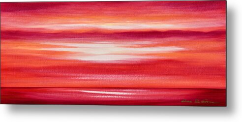 Sunset Metal Print featuring the painting Red Panoramic Abstract Sunset by Gina De Gorna