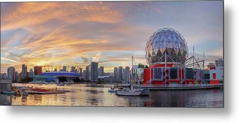 Canada Metal Print featuring the photograph Science World and BC Place Stadium at Sunset. Vancouver, BC by Rick Deacon
