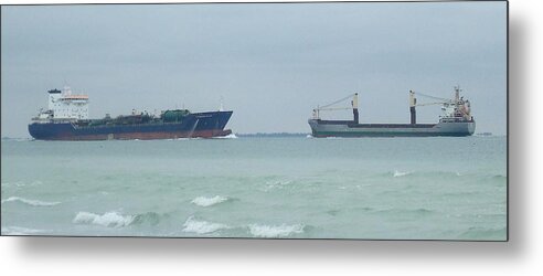 Tanker Metal Print featuring the photograph Ships Meet by Julie Pappas
