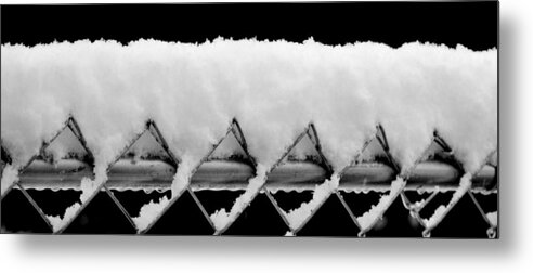 Snow Metal Print featuring the photograph Snow on a Fence by Eileen Brymer