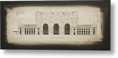 Union Station Metal Print featuring the drawing Union Station - Blueprint by Gregory Lee