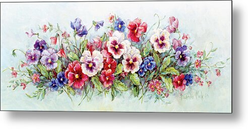 Pansy Bouquet Metal Print featuring the painting 1212 Pansy Bouquet by Barbara Mock