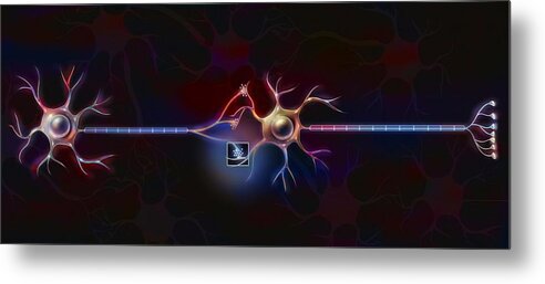 Action Potential Metal Print featuring the photograph Nerve Impulse Drawing #3 by Bsip