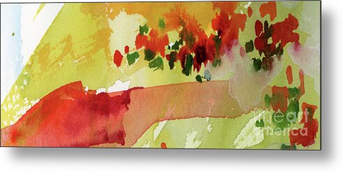 Res Poppies Metal Print featuring the painting Abstract Red Poppies Panorama by Ginette Callaway