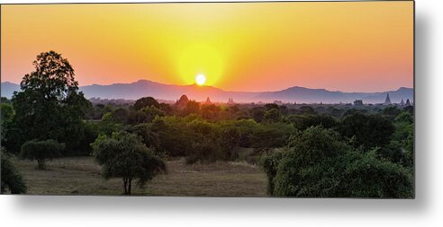Travel Metal Print featuring the photograph Bagan sunset by Ann Moore