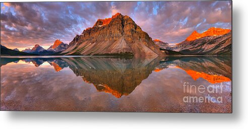 Bow Lake Metal Print featuring the photograph Brilliant Bow Lake Sunrise Panorama by Adam Jewell