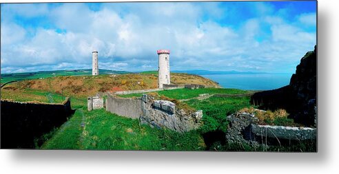 Water's Edge Metal Print featuring the photograph Disused Lighthouse, Wicklow Head, Co by The Irish Image Collection / Design Pics