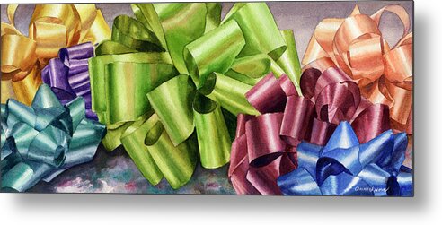 Bows Painting Metal Print featuring the painting Gifts by Anne Gifford