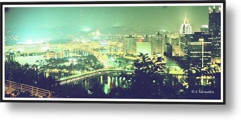 Pittsburgh Metal Print featuring the photograph Pittsburgh Pennsylvania Skyline at Night by A Macarthur Gurmankin