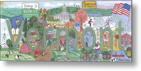 Vermont Metal Print featuring the mixed media Vermont by Stephanie Hessler
