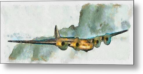 Aircraft Metal Print featuring the mixed media Bomber in Flight by Christopher Reed