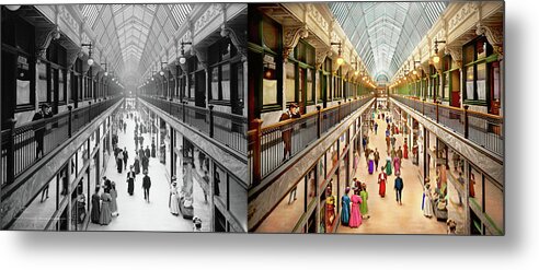 Cleveland Metal Print featuring the photograph City - Cleveland, OH - The Colonial Aracde 1908 - Side by Side by Mike Savad