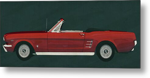 1960s Metal Print featuring the painting Ford Mustang Convertible from 1964 pure nostalgia for boys and g by Jan Keteleer