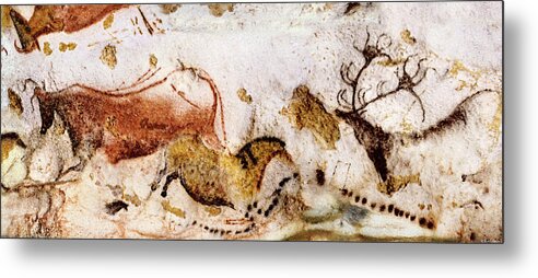 Lascaux Metal Print featuring the digital art Lascaux Cow Horse and Deer by Weston Westmoreland