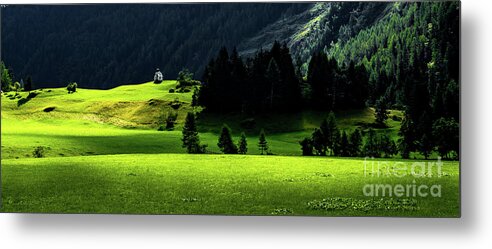 Abandoned Metal Print featuring the photograph Remote Chapel In Rural Landscape At Mountain Grossvenediger In Tirol In Austria by Andreas Berthold