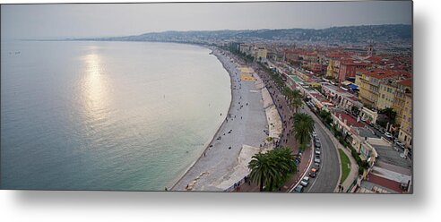 Above Metal Print featuring the photograph Sunset over the French Riviera in Nice on a misty evening by Jean-Luc Farges