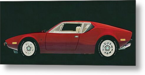 1970s Metal Print featuring the painting The Tomaso Pantera class and power bundled in an Italian design by Jan Keteleer