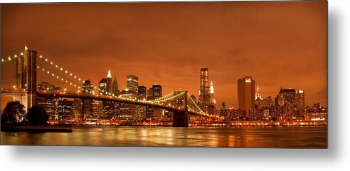 Bruecke Metal Print featuring the photograph From Brooklyn to Manhattan by Andreas Freund