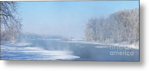 Frosty Morning Metal Print featuring the photograph Frosty Morning on the Maumee River in Grand Rapids Panorama1 by Jack Schultz
